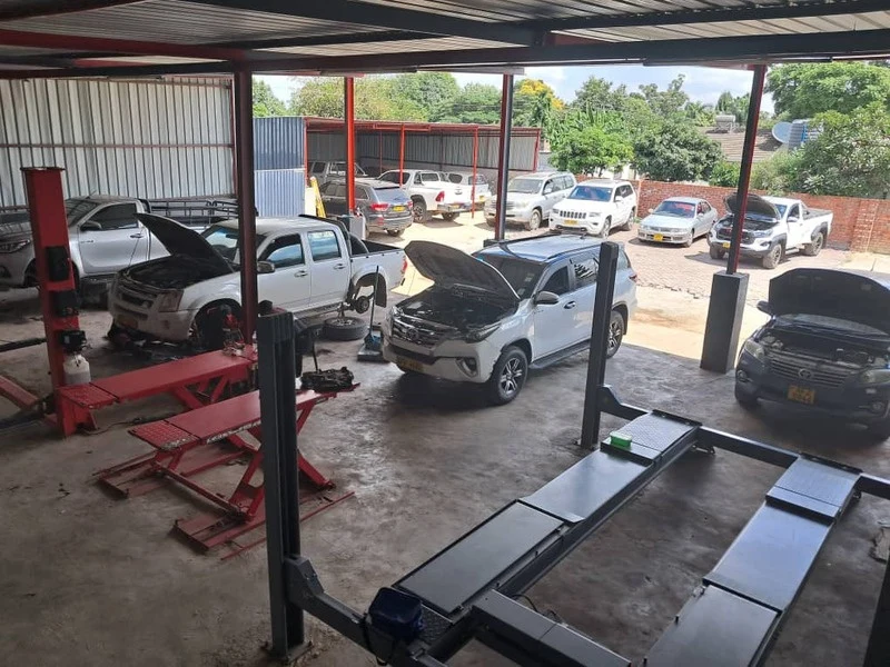 Vehicle being serviced in the MECCA workshop